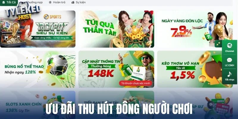 Ưu đãi thu hút đông người chơi